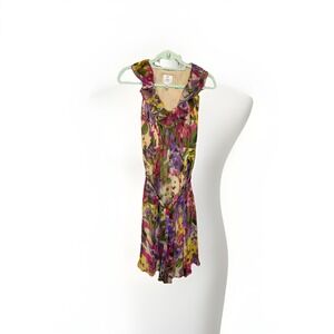Suzi Chin Maggy Boutique Floral Ruffle Dress Size 4 Belted Spring & Summer